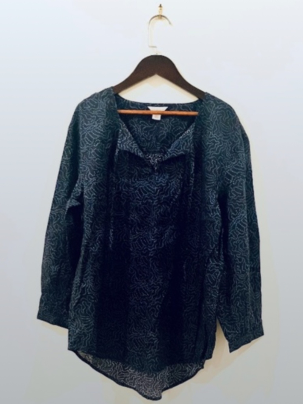 Nordstrom CASLON Blue Dot Pattern Cotton Popover Blouse M